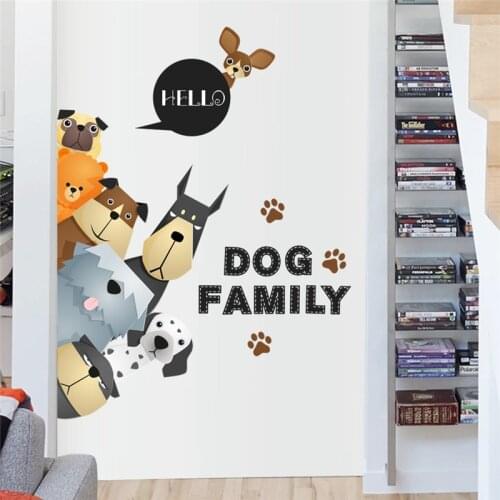 Funny family dog door refrigerator wall stickers for kids room pet decoration home decals mural arts movie poster