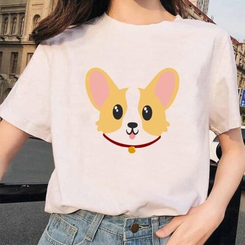 Harajuku Kawaii Dog Tshirts Women Funny Cartoon T-shirt Graphic T Shirt Top Tees Female Shiba Inu Corgi Print Womens Shirt
