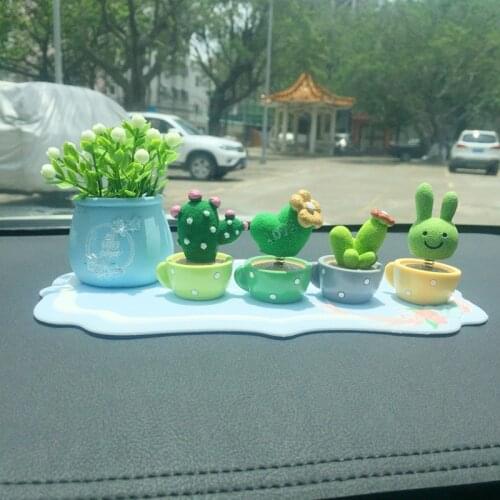 1 Set Car Decoration Cartoon Cactus Cute Car Ornament Gift for Girl Woman Valentines Gift Auto Styling Interior Accessories