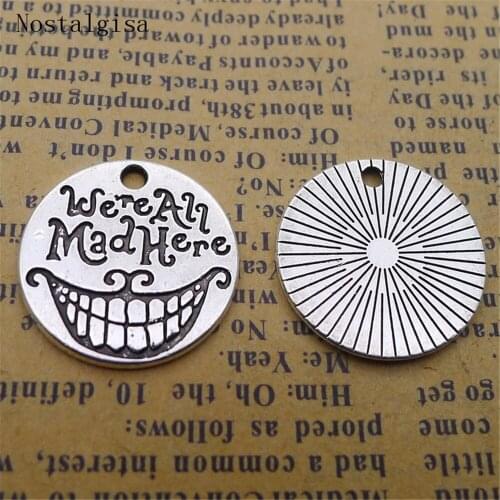 10pcs Letter charms Antique Retro Round Clown Smile Charm Necklace Pendants DIY Jewelry Accessories Charms Jewelry making