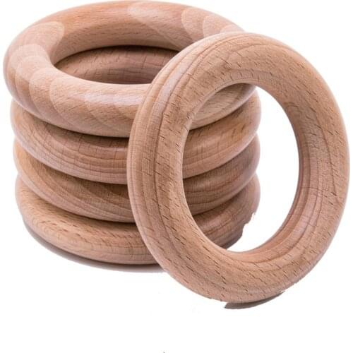 10pcs Baby Beech Wooden Teething Rings Baby Teether Bpa Free Round Beech Ring Accessories For DIY Baby Necklace Bracelet Making