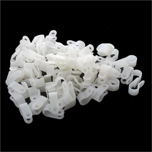 100 Pcs White Plastic Clip Clamp Fastener for 10mm Cable Wire Hose