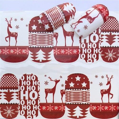 12pcs/ Set Christmas Series Water Transfer Nail Art Stickers Cartoon Snowman Elk Santa DIY Various Decal Manicure Tool