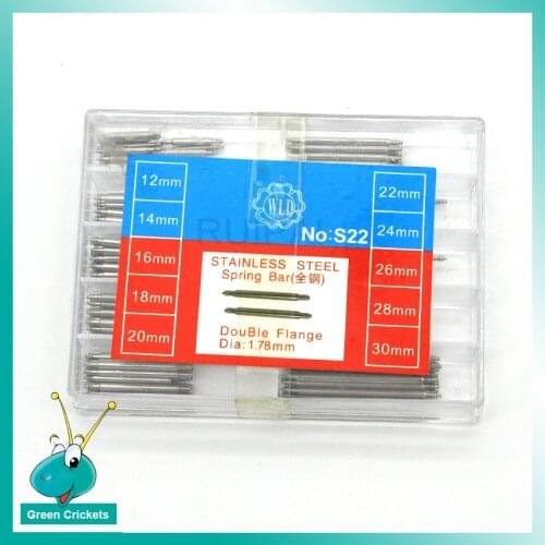 150pcs/box 12mm~30mm Assort Size dia 1.78mm Full stainless Steel Double Flange Spring bars kit Watches Strap Link Bars Parts