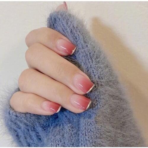 24Pcs/Box False Nails Stylish Self-Adhesive UV effect Reusable Fashion Color Fake Nails Finger Sticker Nail Art Decoration