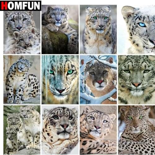HOMFUN Full Drill Diamond Painting "Animal leopard" DIY Picture Of Rhinestone 5D Diamond Embroidery Cross Stitch Decor
