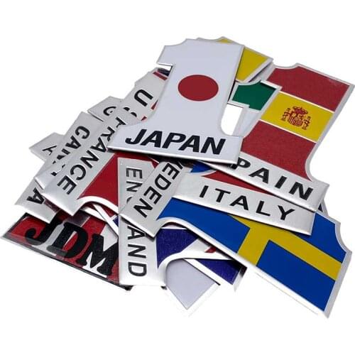 Aluminum American UK Canada Germany National Badge Emblem Flags Stickers Car Sticker Decal Grille Bumper Window Body Decoration
