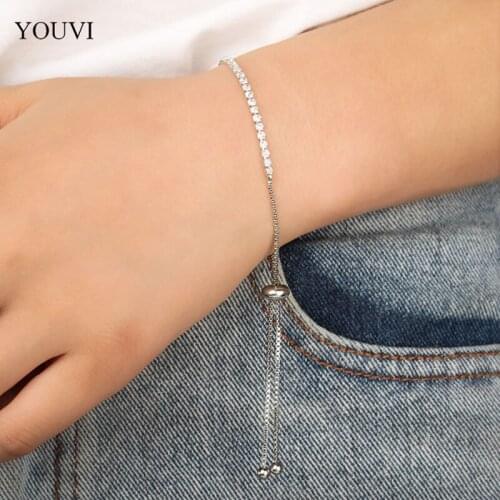 YOUVI Crystal Chain Bracelets on Hand Couple Slide Lock Bracelets for Women Bangel Anime Chians With Rhinestone Jewelry