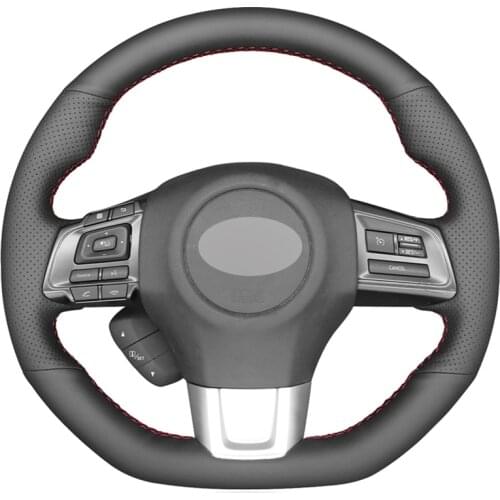 Black PU Faux Leather DIY Hand-stitched Car Steering Wheel Cover for Subaru WRX (STI) 2015-2019 Levorg 2015-2019