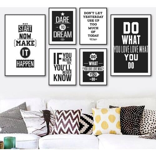 Black White Minimalist Inspirational Quote Wall Art Canvas Painting Nordic Posters And Print Wall Pictures For Living Room Decor