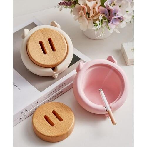 Decorative Cute Pig Shaped Resin Cigar Ashtray Anti-Fly Ash Ashtray With Cover Boyfriend Gift Cendrier Aschenbecher пепельница