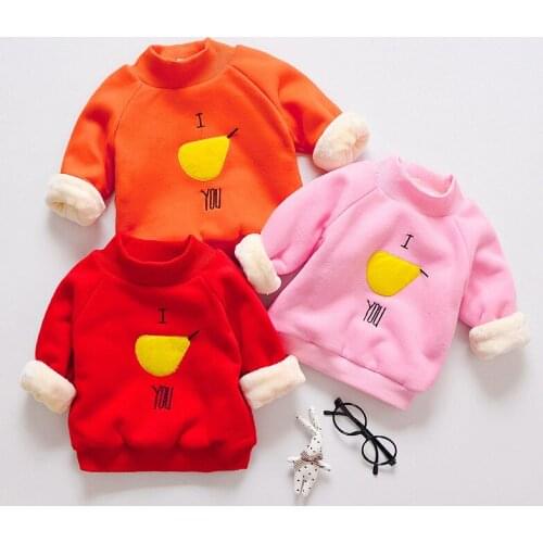 Boys' Sweaters And Velvet Girls' Autumn And Winter Clothes Padded Tops Childrens Bottoming Baby Coats Cotton 1-2-3-4 Years Old