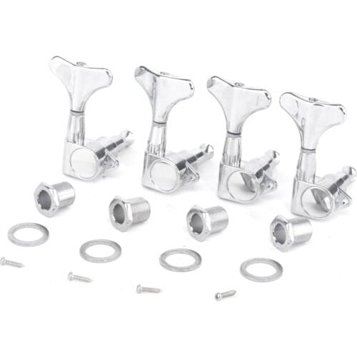 Musiclily Pro 4 in Line Sealed Electric Bass Tuners Machine Heads Tuning Keys Pegs Set for 4 String Precision Jazz Bass, Chrome