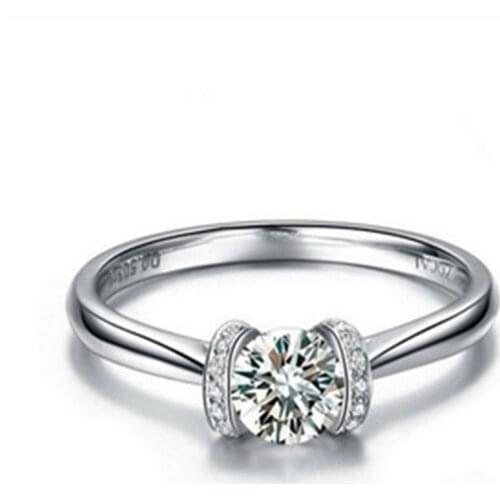 Moissanite Wedding Jewel 1Ct 6.5mm D Moissanite Ring Solid Platinum 950 Ring Womens Diamond Ring