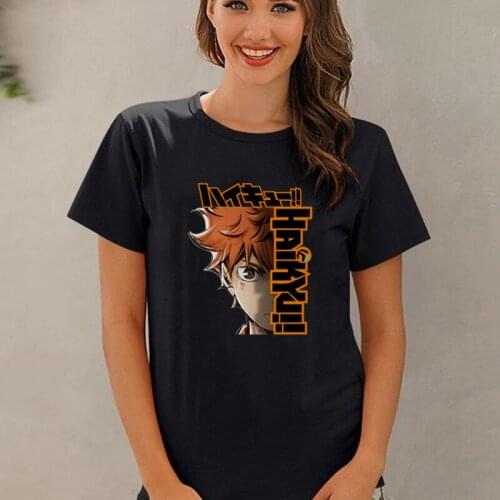 Hot Japanese Anime Haikyuu Shoyo Hinata T Shirt Girl Harajuku Summer Tops Fly High Graphic Tees Kawaii Unisex Cartoon Tshirt