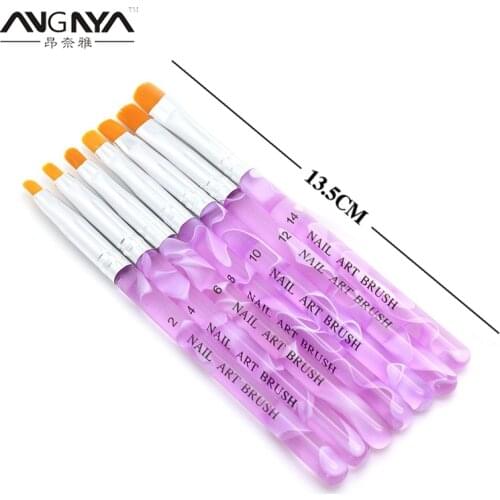ANGNYA 7PCS Nail Art Brush Set Manicure Painting Brushes Pen Tips Dust Clean Builder Acrylic UV Gel Polish Design Tools Manicure
