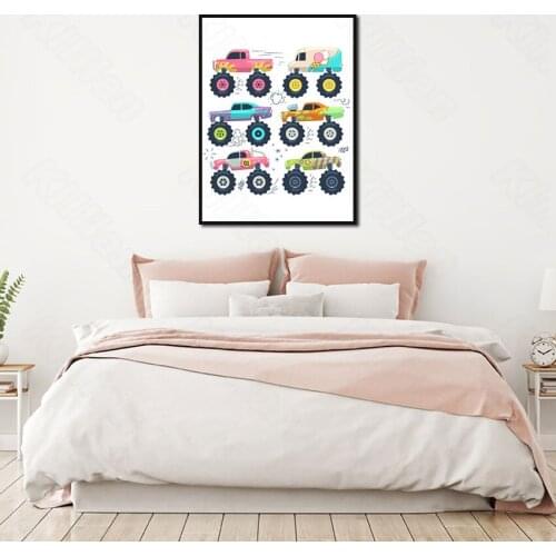 Cartoon Pickup Trucks Poster Decorative Painting Simple Art Poster Decorative Painting Living Room Background Wall Sticker