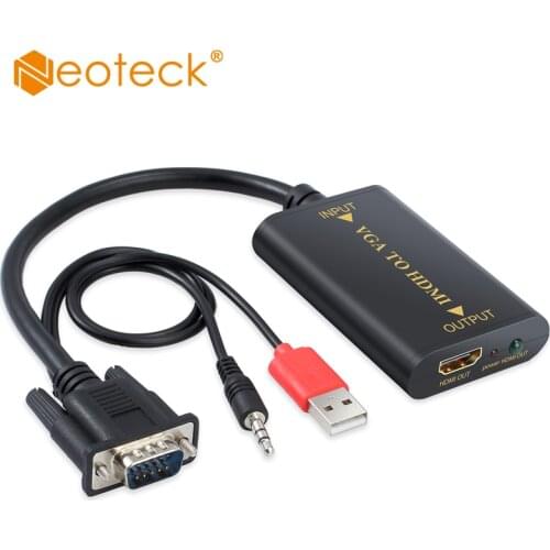 Neoteck 1080P VGA to HDMI Adapter Converter with 3.5mm Audio AV Converter HDTV Video Cable VGA2HDMI Adapter for HDTV TV PC