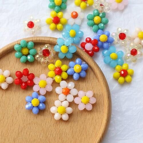 New style 40pcs/lot color glass beads Weave flowers shape handmade florals beads diy jewelry earring/garment/hair accessory