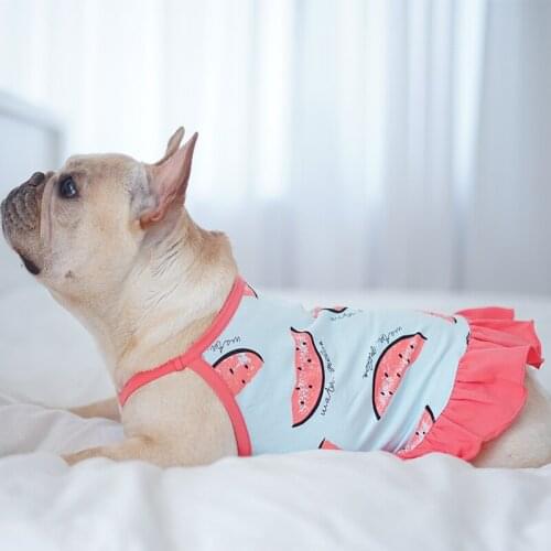 Dog Clothes for Small Dogs French Bulldog Tshirt Cotton Clothes Summer Dog Vest for Chihuahua Cat Puppy Watermelon Print Costume