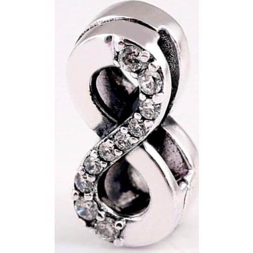 Original Reflexions Sparkling Infinity Clip With Crystal Beads Fit 925 Sterling Silver Charm Bracelet Bangle Diy Jewelry