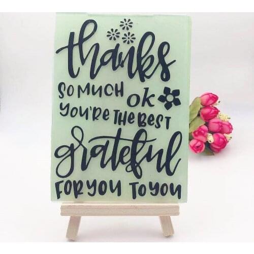 PANFELOU Thanks Embossing folders Plastic For Scrapbooking DIY Template Fondant Cake Photo Album Card Making