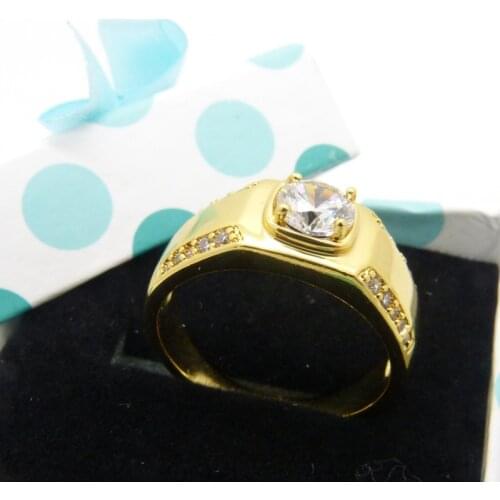 Simple Europ Style Solid Yellow Gold Filled Womens Mens Ring Size 8