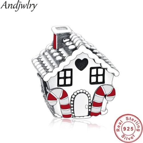 Fit Original Pandora Charms Bracelet 925 Silver Gingerbread House Charm Beads Women DIY Jewelry Berloque Christmas Gift