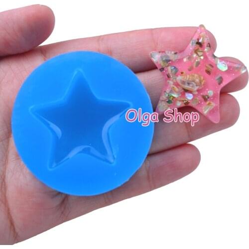 PYL538 Star Silicone Mold - Polymer Clay Jewelry Making Cabochon Necklace Resin Cupcake Topper Cake Decorating Candy Chocolate