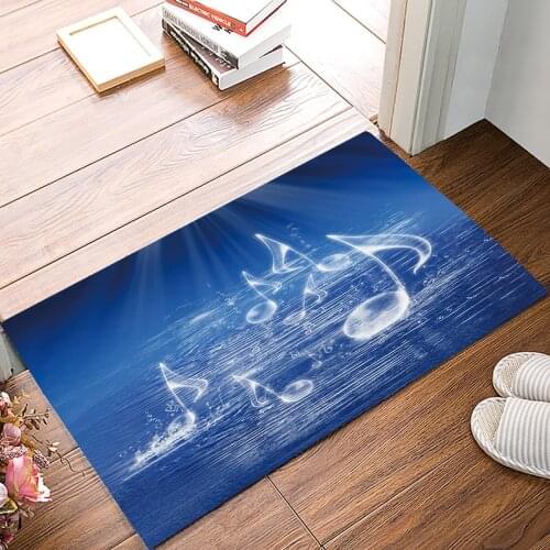 Blue Music Symbol Doormats For Entrance Way Bathroom Accessories Set Dirt Debris Mud Trapper Boot Shoes Scraper Floor Carpets