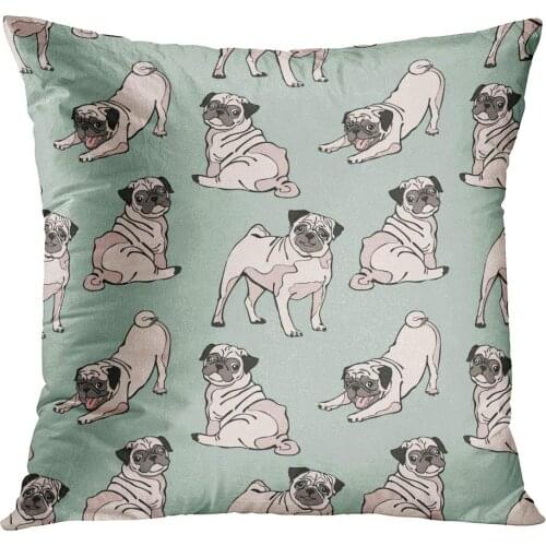 Dog Cute Dogs Pug Pattern Colorful Thanksgiving Pumpkin Animals New Living Hidden Zipper Home Sofa Decorative Throw Pillow Cover