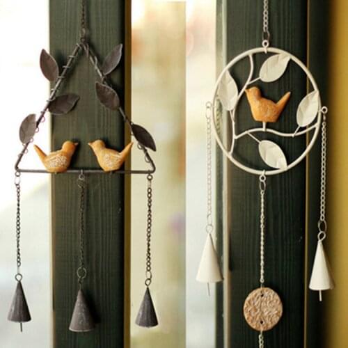 Wind chime Four optional creative birds Japanese handmade metal bell wind chime ornaments home wrought iron pendants
