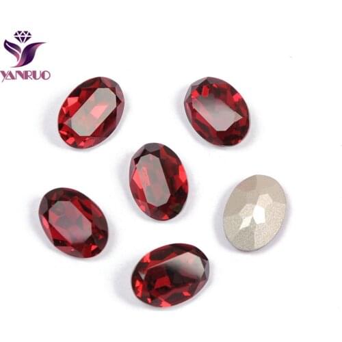 YANRUO 4120 Oval Siam Fancy Glass Beads Diamond Sewing Rhinestones Glass DIY Base Ornaments Claw Setting
