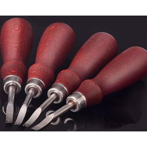 1pc 0.8 / 1 / 1.2 / 1.5 mm Sharp Wooden Handle leather edge cutter craft tool DIY leather Edge Chamfering tools