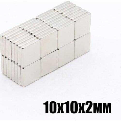 100pcs 10x10x2 mm N35 Strong Square NdFeB Rare Earth Magnet 10*10*2 mm Neodymium Magnets 10mm x 10mm x 2mm