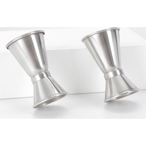 15 / 30ml 304 stainless steel high quality curled measuring cup; dual-use ounce cup