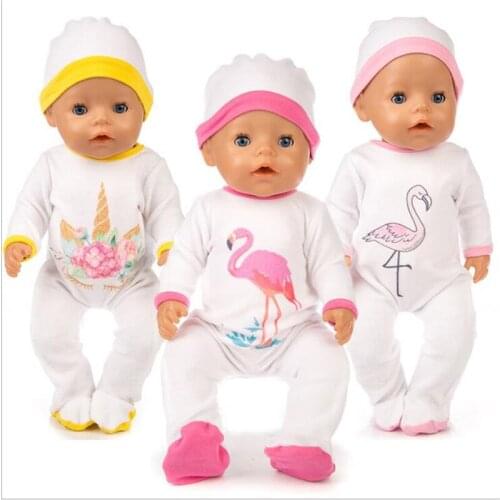 17 inch 40cm Baby new born Doll Clothes Flamingo Unicorn pajamas Christmas dress For Baby Birthday Festival Gift