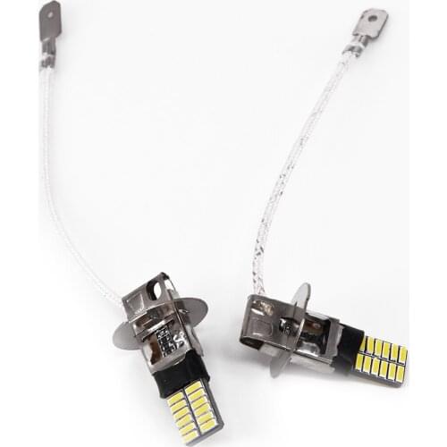 LED Car Light 2pcs H3 Universal 4014 6500K Bulb COB DC 12V DRL Driving