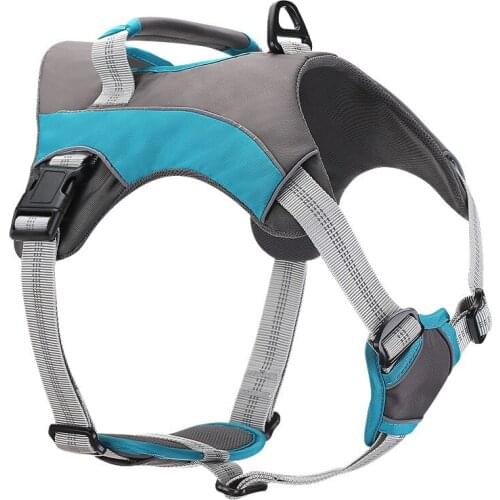 2020 New Arrival Harness Dog Blue Nylon Heavy Duty Dog Harness With Handle Green Adjustable Safety Large Dog-harness No Pull