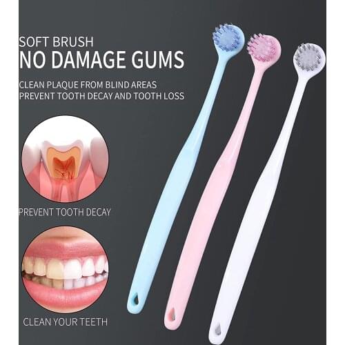 3pcs Soft Toothbrush Adults Teeth Whitening Tool Ultra-fine Bristle Round Head Travel Toothbrush Outdoor Use Children Oral Care