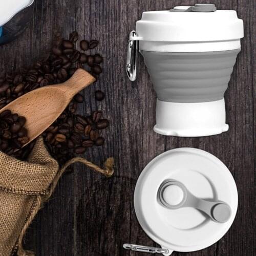 350ml Telescopic Collapsible Tea Cup Portable Outdoor Sports Water Cup Cover Silicone Travel Tool Retractable Folding Coffee Cup