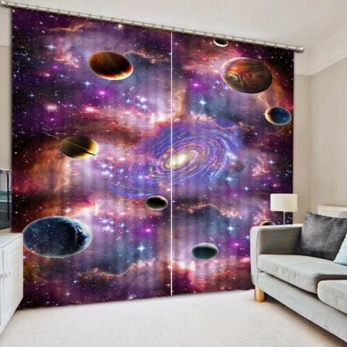 3D Curtain Photo Customize Size Purple Starry Sky Curtain Bedroom Living Room Office Cortinas Breakdown Bathroom Shower
