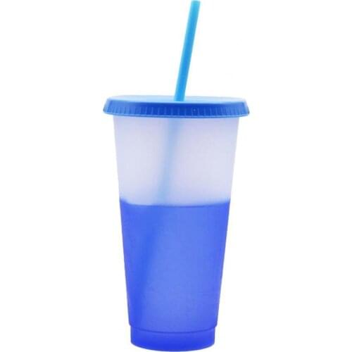 720ml Fashionable Color Changing Cup Temperature Mug Fixed Ring Straw Lid Type Water Bottle for Kitchen Outdoor Travel