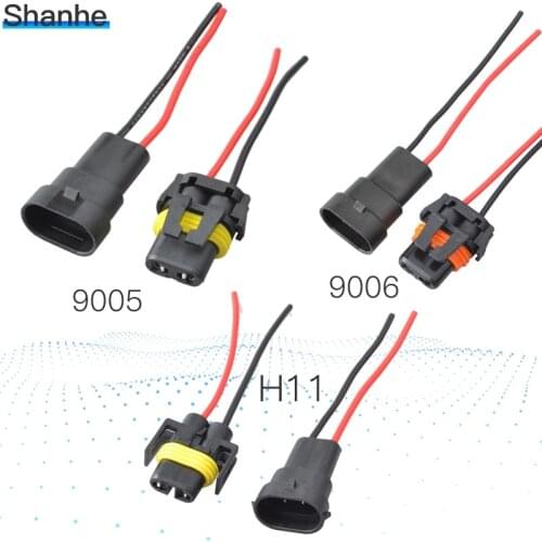 9005 9006 H11 2 Pin Way auto connector Waterproof Electrical Wire Connector Plug Female Male with wires