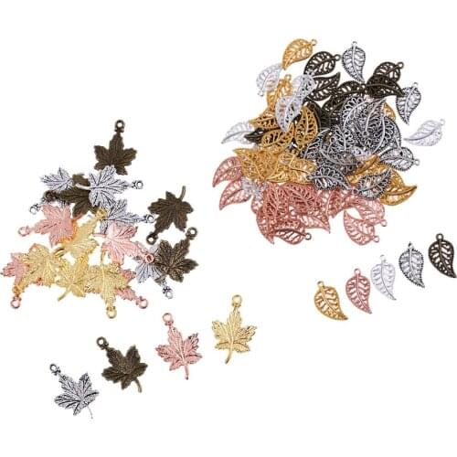 95pcs Small Leaf Charms Craft Supplies Mixed Pendants Beads Charms Pendants for Crafting
