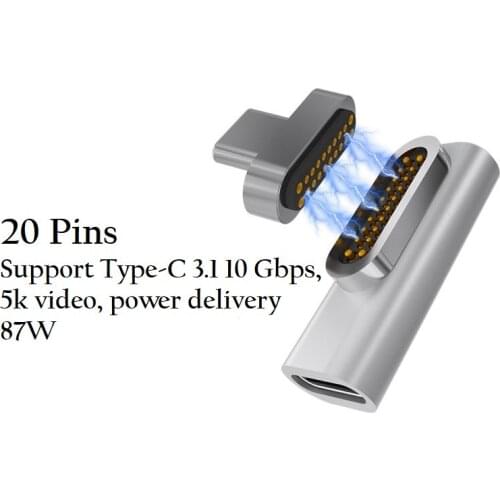 USB C Adapter,Support PD Charger and Data Transmision (10Gbp/s), USB3.1 Type-C Power Delivery Fast Charge PD87W L 90 for MacBooK