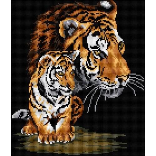 5D DIY Diamond Painting " Tiger Family Animal" Embroidery Full Square Diamond Cross Stitch Rhinestone Mosaic Painting Decor Gift