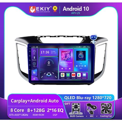 EKIY Android 10 Car Radio For Hyundai Creta IX25 2015-2019 Autoradio Blu-ray 1280*720 IPS/QLED Multimedia Video Player Navi GPS