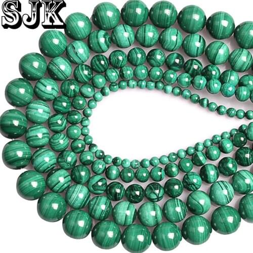 Natural Stone Gem Malachite Beads Green Round Loose Beads Spacer For Diy Bracelet Jewelry Making 4 6 8 10 12mm