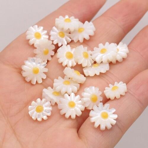 5Pcs Natural White Shell Beads Sun-Flowered Loose Beads For DIY Jewelry Making Bracelet Earring Rings Accessory